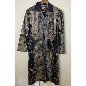 MARYLOU OZBOLT STORER Vtg Artsy Raincoat Duster Jacket Brushstroke Women Lrg